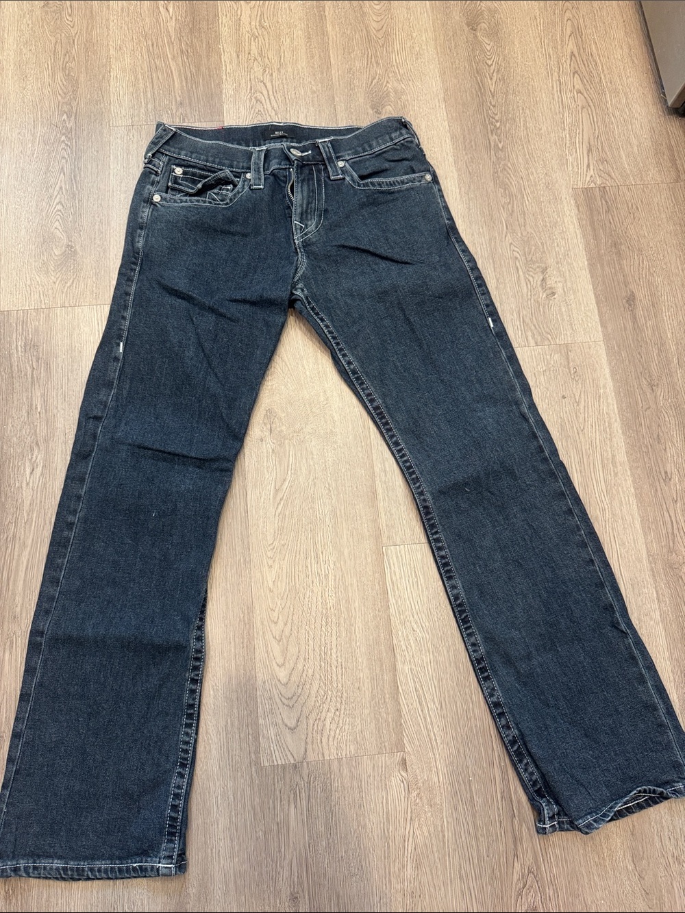 True Religion Men’s Bootcut Jeans in Dark Blue Wash
